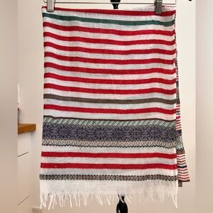 Striped Multicolor Scarf with Fringe